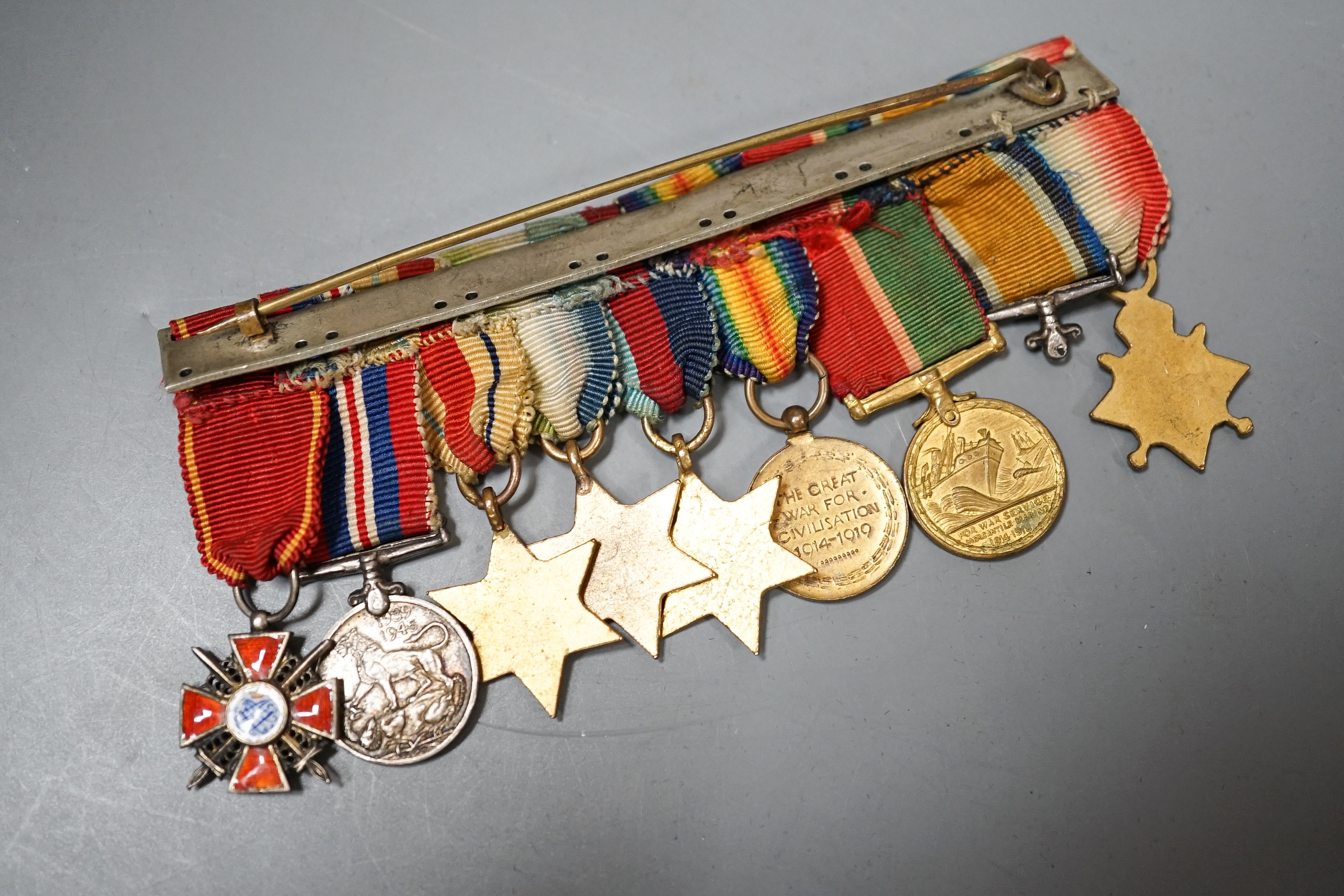 A group of George V and George VI miniature medals, and a miniature Crimea medal